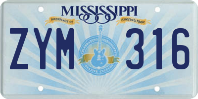 MS license plate ZYM316