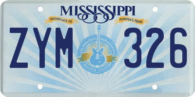 MS license plate ZYM326