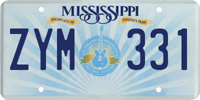 MS license plate ZYM331
