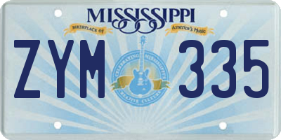 MS license plate ZYM335