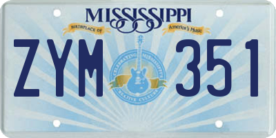 MS license plate ZYM351