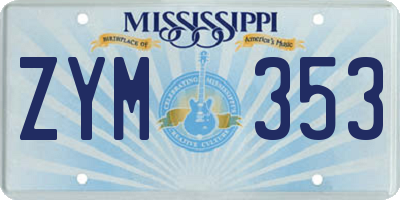 MS license plate ZYM353