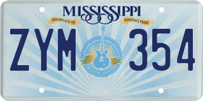 MS license plate ZYM354