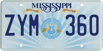MS license plate ZYM360