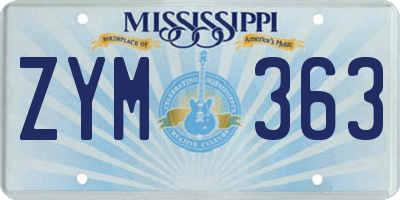 MS license plate ZYM363