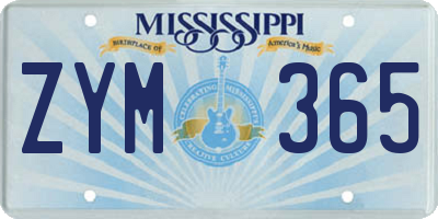 MS license plate ZYM365