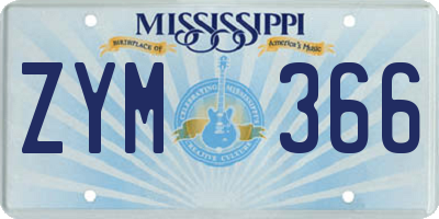 MS license plate ZYM366
