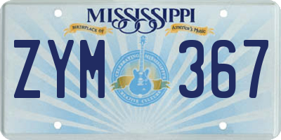MS license plate ZYM367