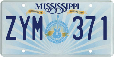 MS license plate ZYM371