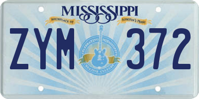 MS license plate ZYM372