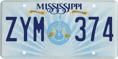 MS license plate ZYM374
