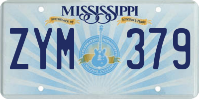 MS license plate ZYM379