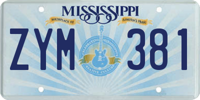 MS license plate ZYM381