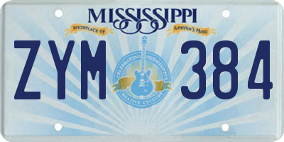 MS license plate ZYM384