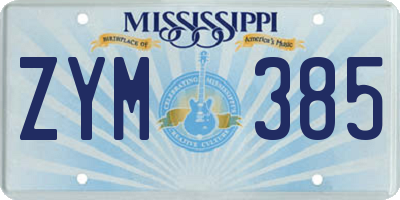 MS license plate ZYM385