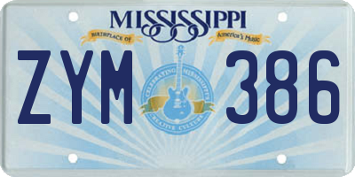MS license plate ZYM386