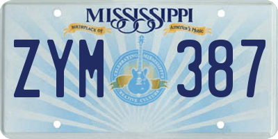 MS license plate ZYM387
