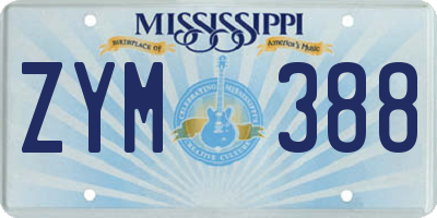 MS license plate ZYM388