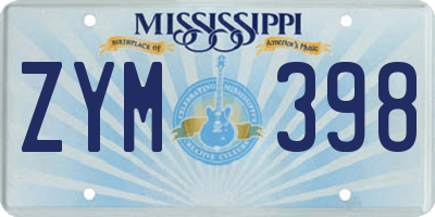 MS license plate ZYM398
