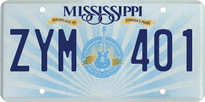 MS license plate ZYM401