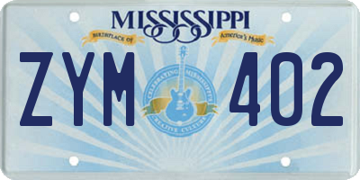 MS license plate ZYM402