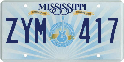 MS license plate ZYM417