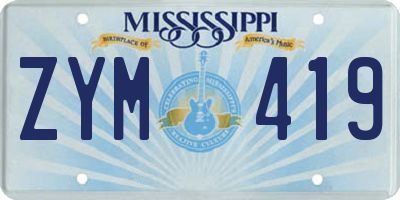 MS license plate ZYM419