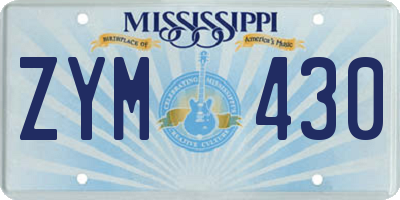 MS license plate ZYM430