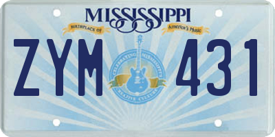 MS license plate ZYM431