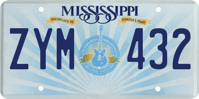MS license plate ZYM432