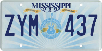 MS license plate ZYM437