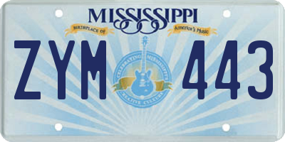MS license plate ZYM443