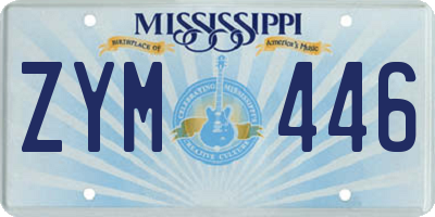 MS license plate ZYM446