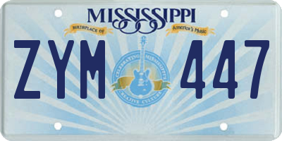 MS license plate ZYM447