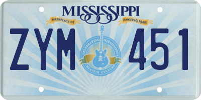 MS license plate ZYM451