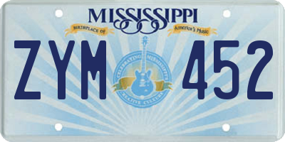 MS license plate ZYM452