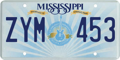 MS license plate ZYM453