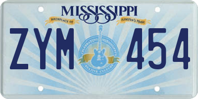 MS license plate ZYM454