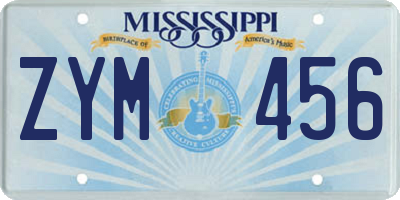 MS license plate ZYM456