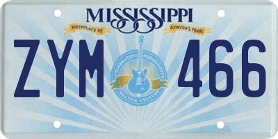 MS license plate ZYM466