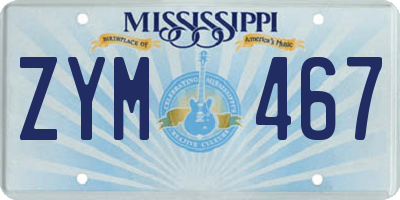 MS license plate ZYM467