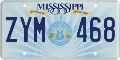 MS license plate ZYM468