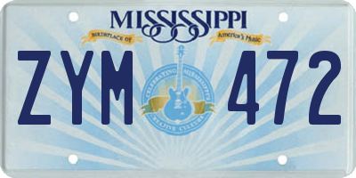 MS license plate ZYM472