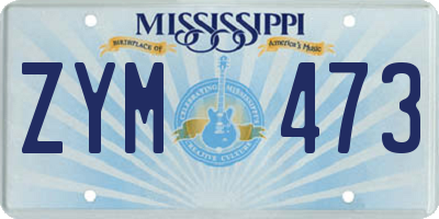 MS license plate ZYM473