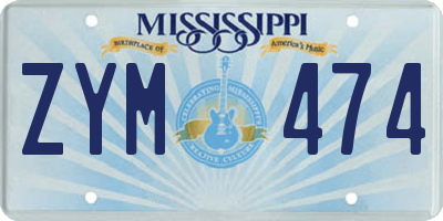 MS license plate ZYM474