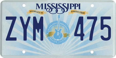 MS license plate ZYM475