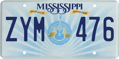 MS license plate ZYM476