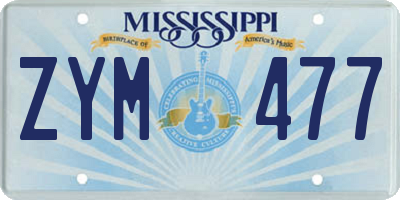 MS license plate ZYM477