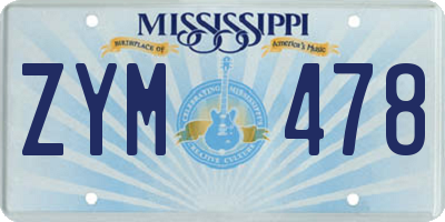 MS license plate ZYM478