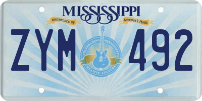 MS license plate ZYM492